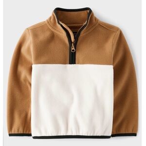 NWT: Unisex Colorblock Microfleece Half Zip Pullover -3T , Brown and Cream